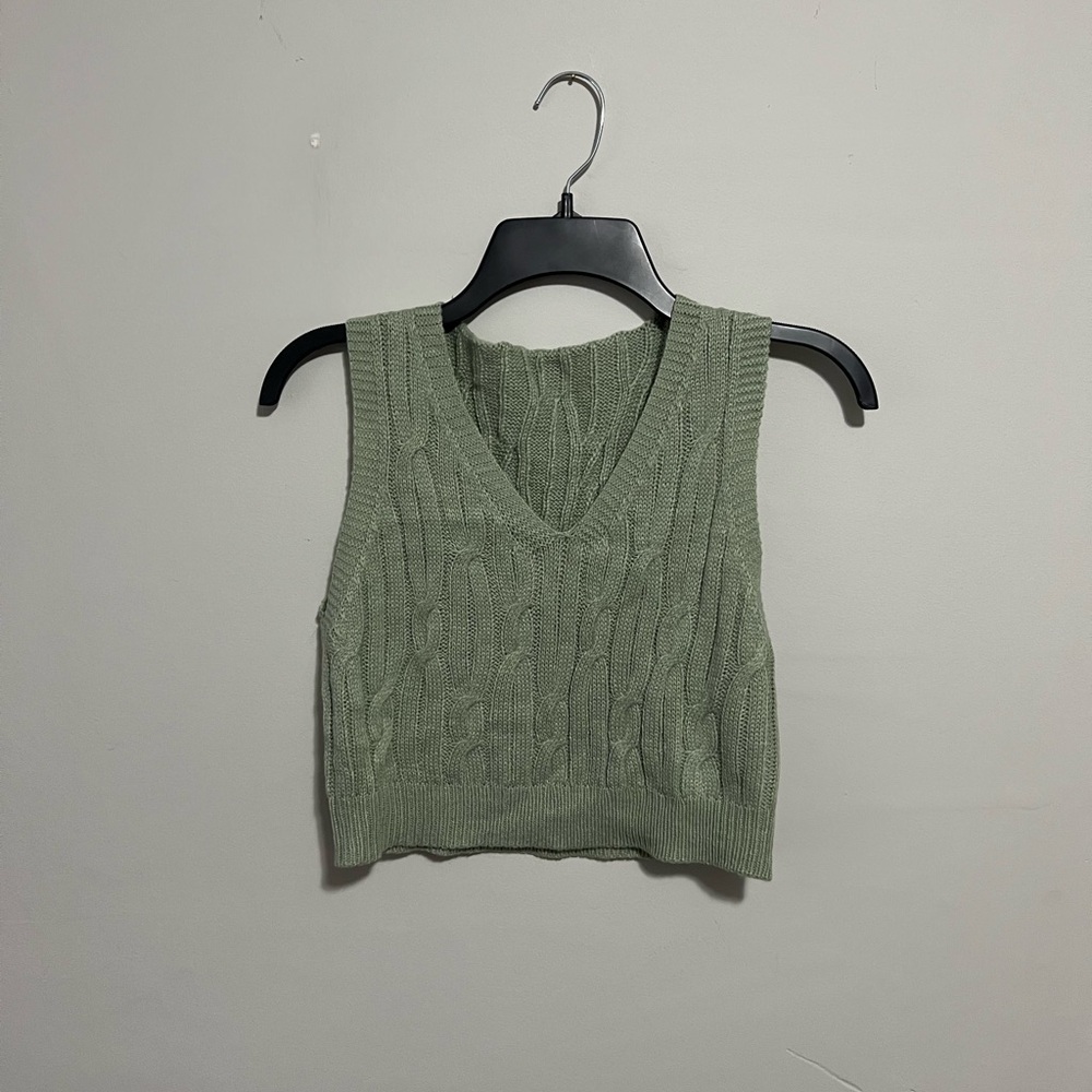 SHEIN Sage Green Knit Sweater Vest